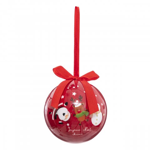 BOULE DE NOEL PAPIER IMPR PAPI/MAMI 75MM