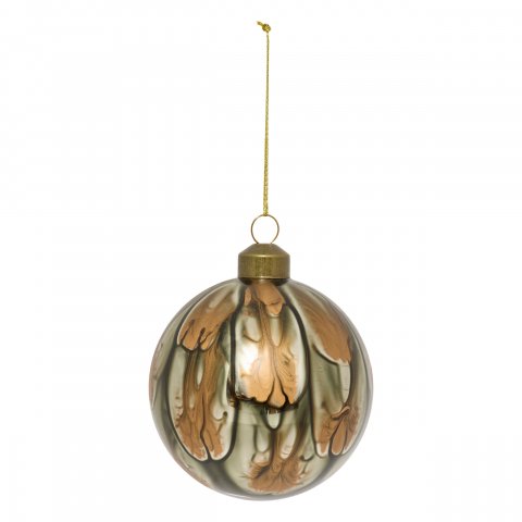 BOULE DE NOEL VERRE 80MM MARBRE MARRON