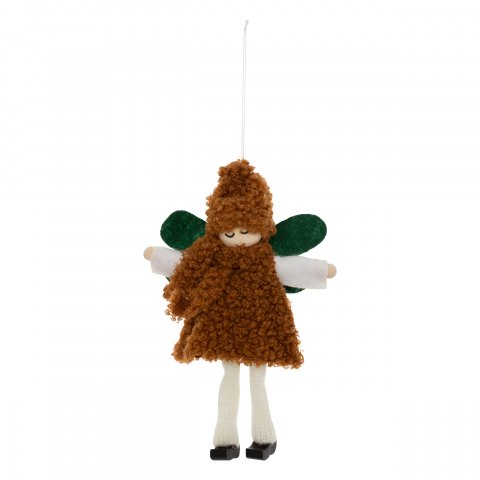 SUJET DE NOEL TEXT FEE BONNET ROSE 16CM