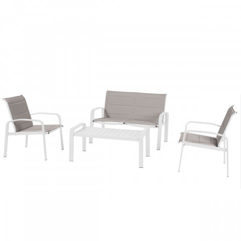 SALON ELYN 4P NOISETTE/BLANC